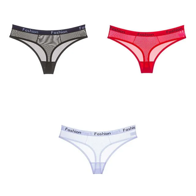 3 Piece Thong G-String Underwear Sexy Mesh Sports T-back Panties