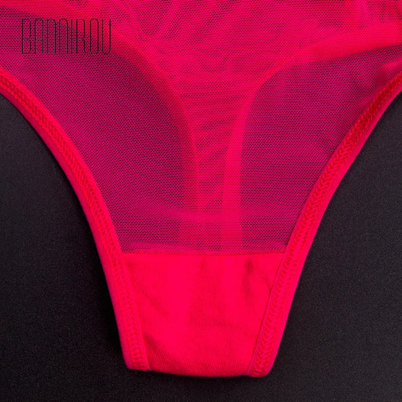 3 Piece Thong G-String Underwear Sexy Mesh Sports T-back Panties