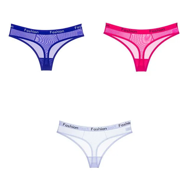 3 Piece Thong G-String Underwear Sexy Mesh Sports T-back Panties