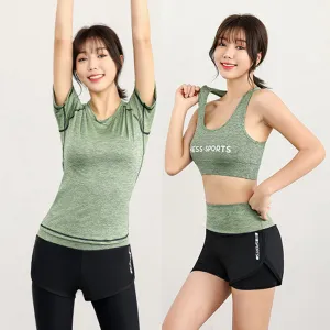 5 Piece Ladies Jogging Sets Sports Suit Yoga Wear Gym Fitness Outdoor Running Training Workout Quick Dry Set