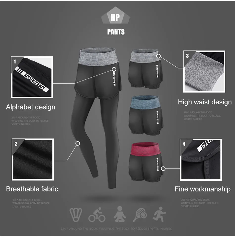 5 Piece Ladies Jogging Sets Sports Suit Yoga Wear Gym Fitness Outdoor Running Training Workout Quick Dry Set