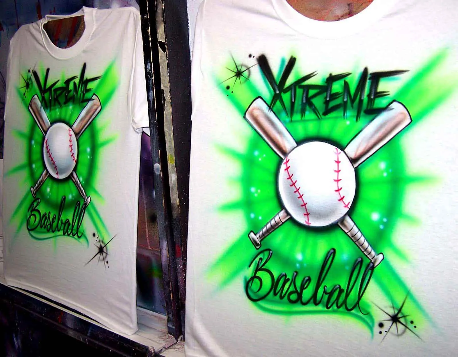 Airbrushed Baseball & Bats Personalized Team Shirt