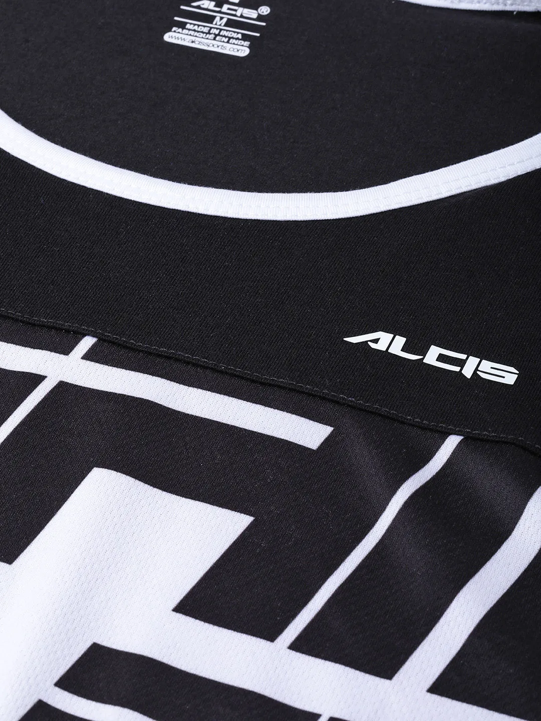 Alcis Men Black White Printed Sleeveless Round Neck T-shirt