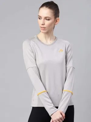 Alcis Women Grey Solid Round Neck Tennis T-shirt