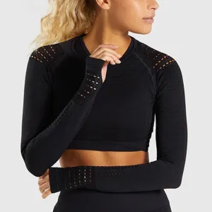 Athletic Sports Crop Top Long Sleeve and Slim Fit Leggings