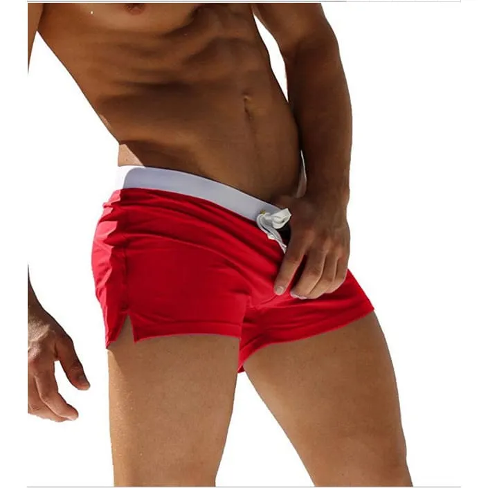 Back Zip Pocket Drawstring Swim Trunks