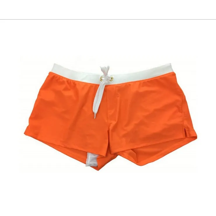 Back Zip Pocket Drawstring Swim Trunks