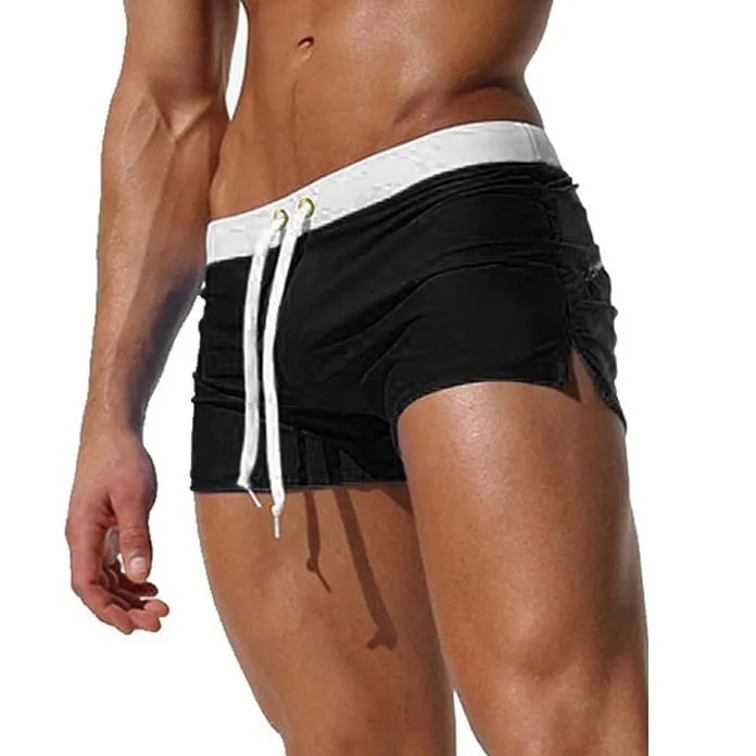 Back Zip Pocket Drawstring Swim Trunks