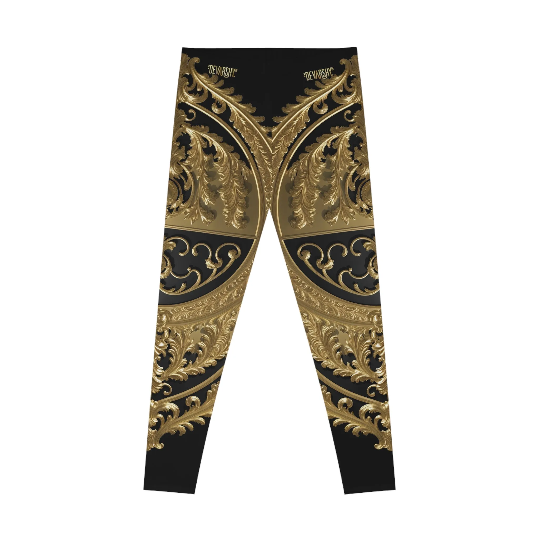 Baroque Leggings Decorative Gold Leggings Spandex Women Leggings Casual Wear Leggings Women Lounge Wear | X3454