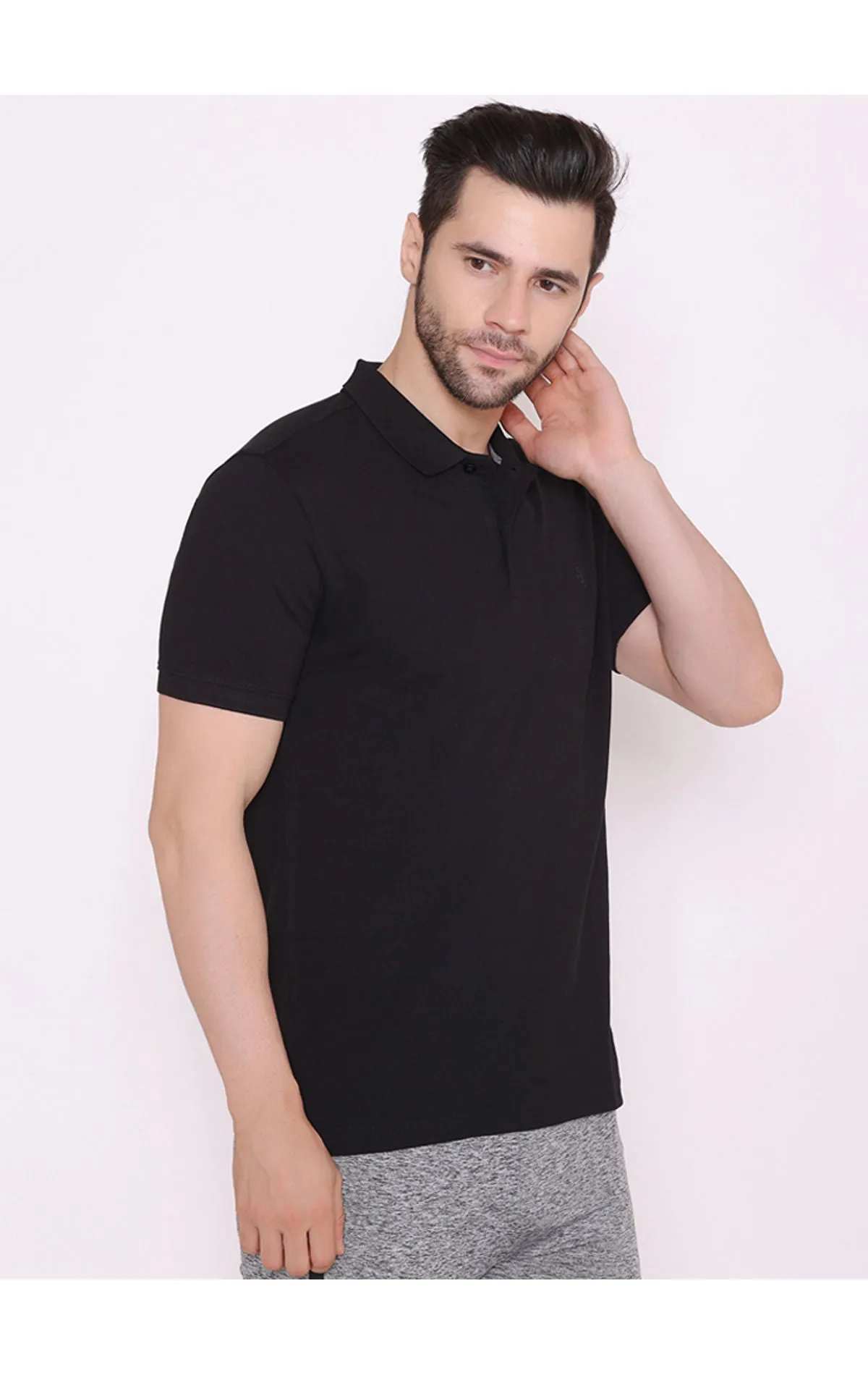 Bodyactive Premium Dry Fit Solid Half Sleeve Polo Sports T-Shirt for Men -TS44-BLK