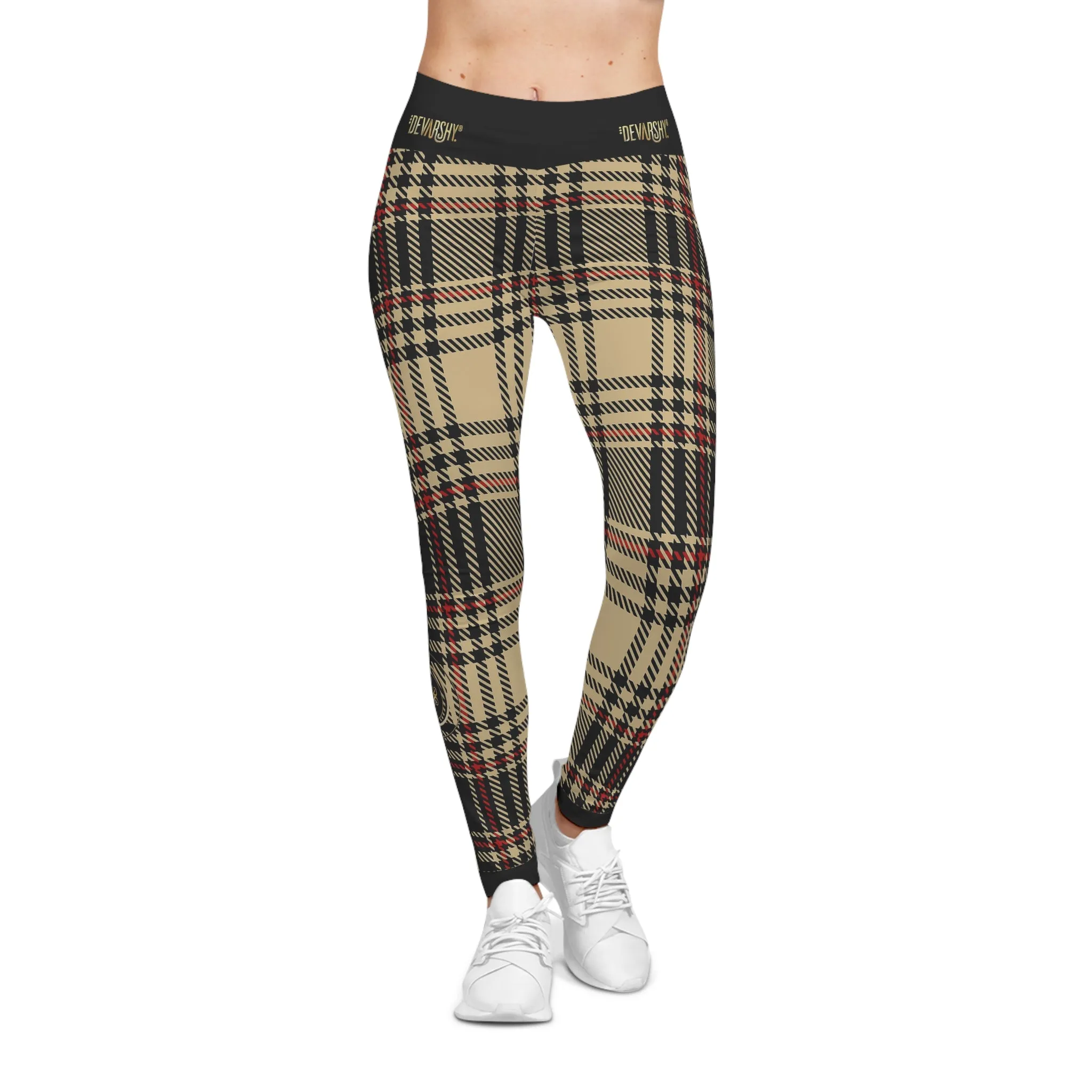 Brown Tartan Plaid Leggings Women Spandex Leggings Casual Wear Leggings Brown Check Leggings Women Lounge Wear