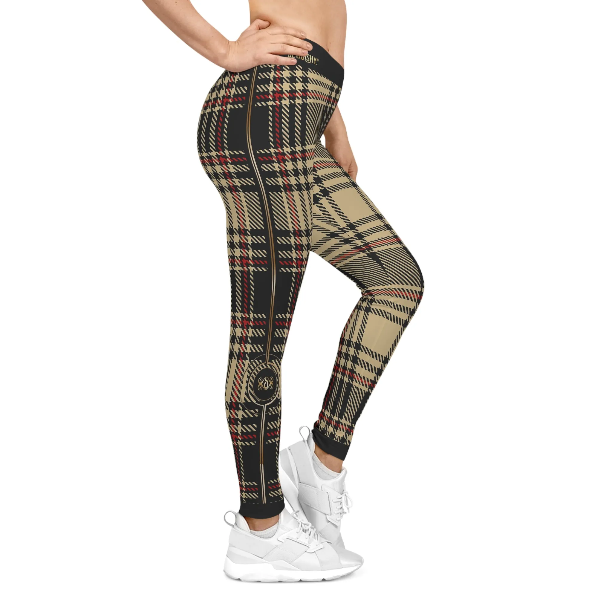 Brown Tartan Plaid Leggings Women Spandex Leggings Casual Wear Leggings Brown Check Leggings Women Lounge Wear