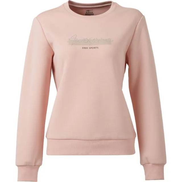 Erke Pullover Women Training Sweatshirt Light Pink