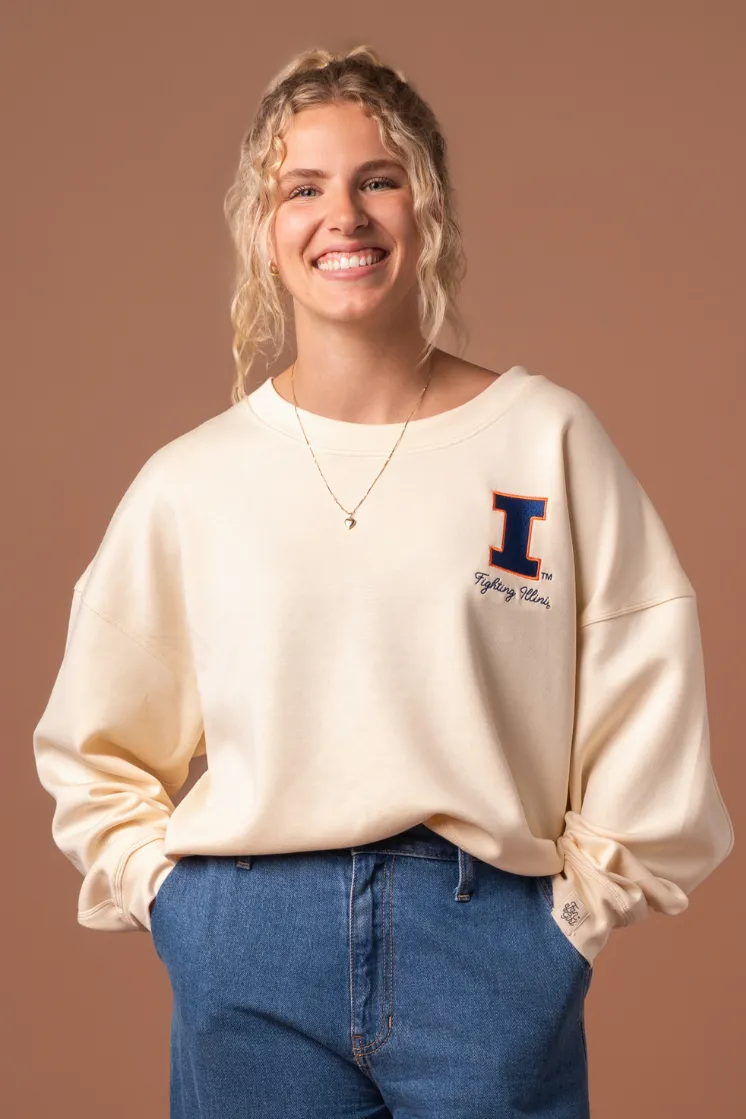 Fighting Illini Supersoft Waist Length Crew Neck