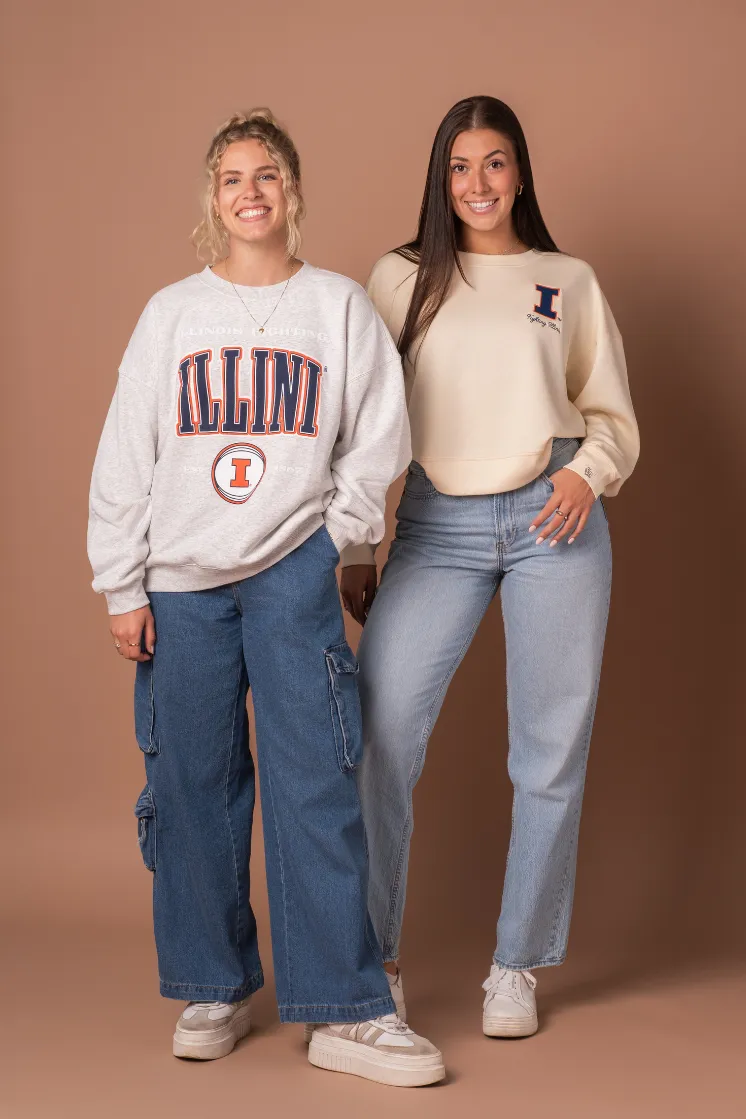 Fighting Illini Supersoft Waist Length Crew Neck