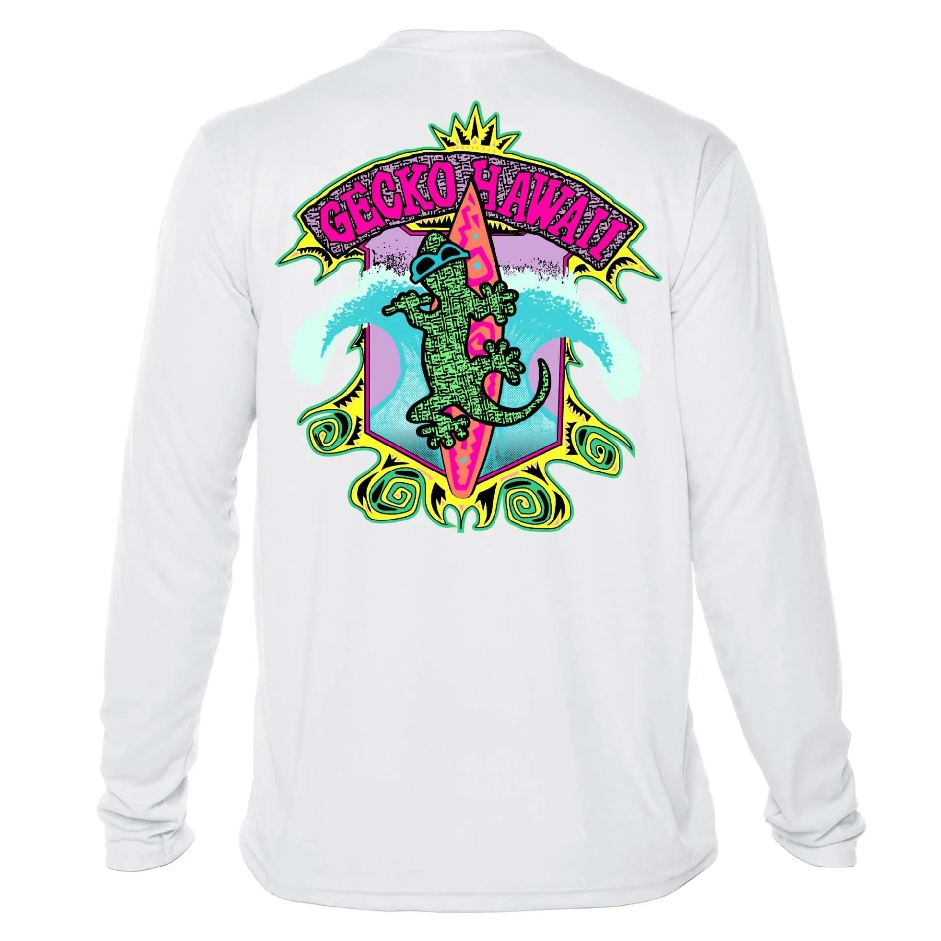 Gecko Classic Surfboard Sun Shirt - UPF50 Gecko Hawaii Graphic Tee