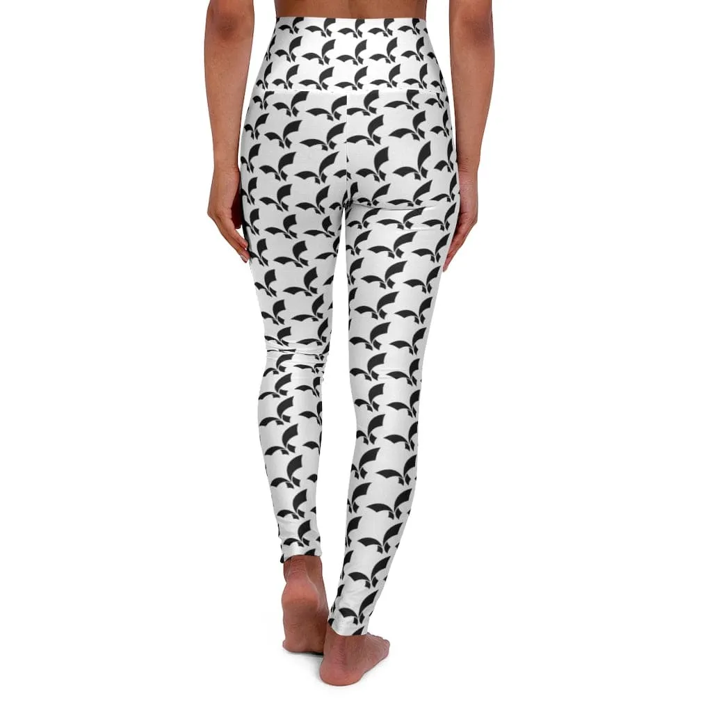 High Waist Fikafuntimes Logo All Over Print Sports Black-White Leggings