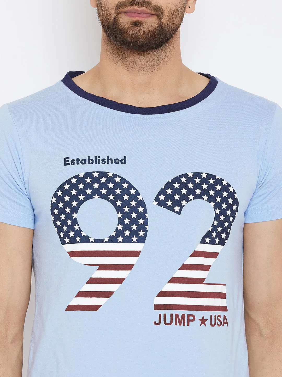 JUMP USA Men Printed Blue T-shirts