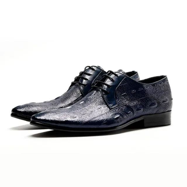 LuxeLeather Exotic Pattern Lace Up Oxford Dress Shoes