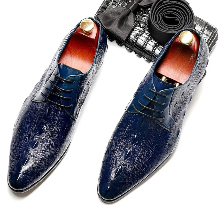 LuxeLeather Exotic Pattern Lace Up Oxford Dress Shoes