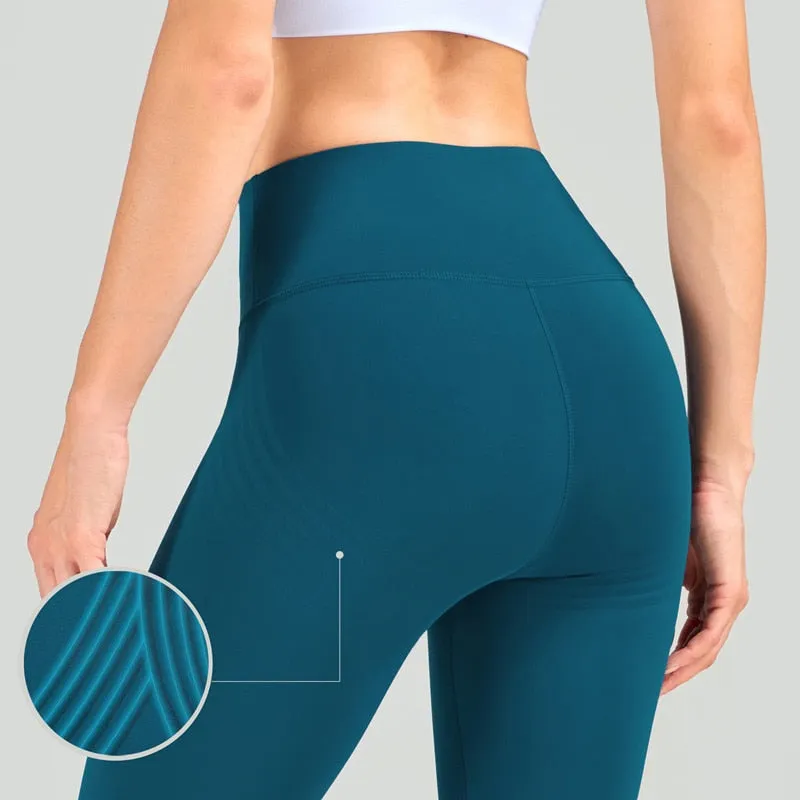 Lycra Fabric Striped Yoga Pants Women High Waist Fitness Leggings Push Up Hips Tight Sports Trousers