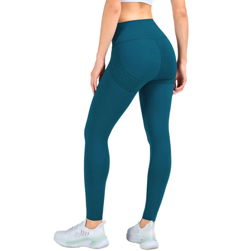 Lycra Fabric Striped Yoga Pants Women High Waist Fitness Leggings Push Up Hips Tight Sports Trousers