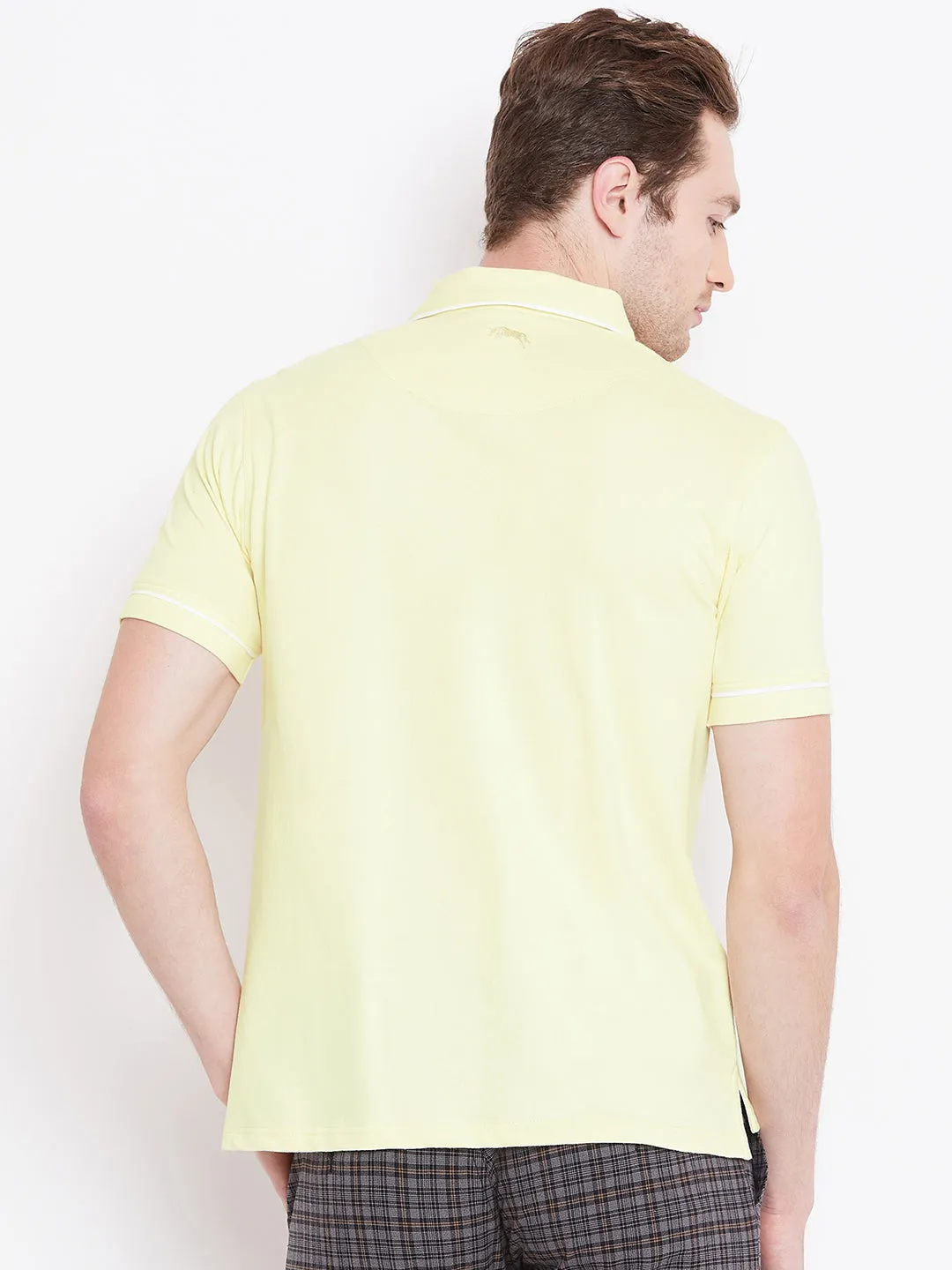 Men Yellow Solid Casual Polo T-shirts