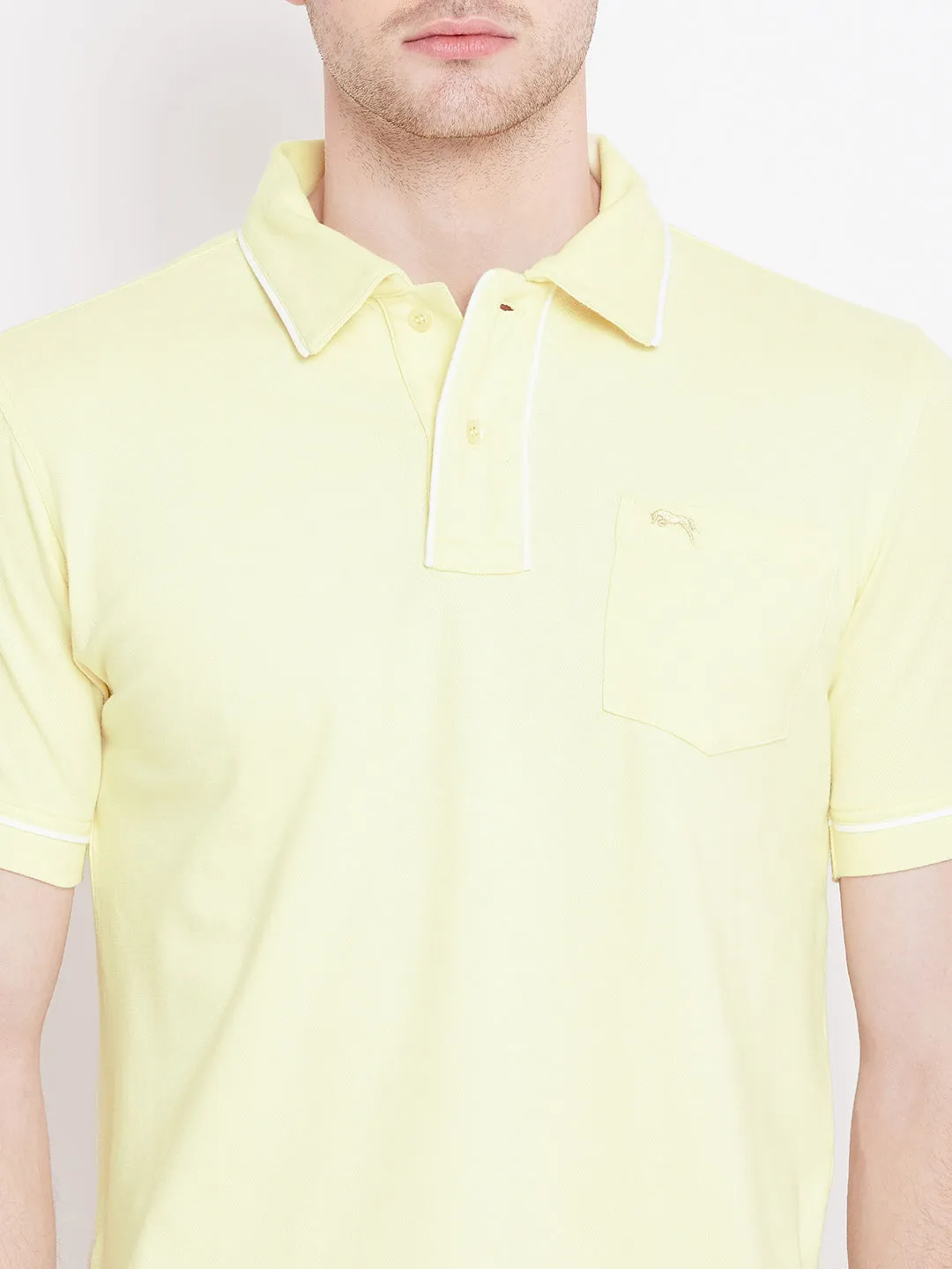 Men Yellow Solid Casual Polo T-shirts