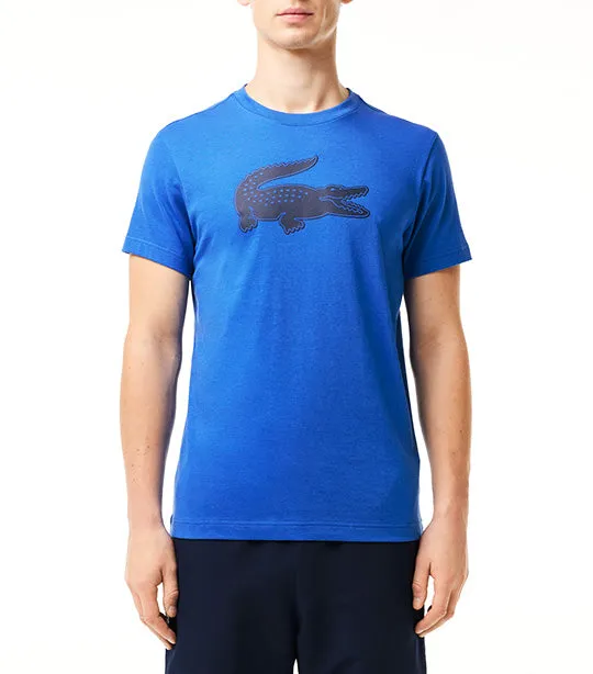 Men's Lacoste SPORT 3D Print Crocodile Breathable Jersey T-shirt Ladigue/Navy Blue