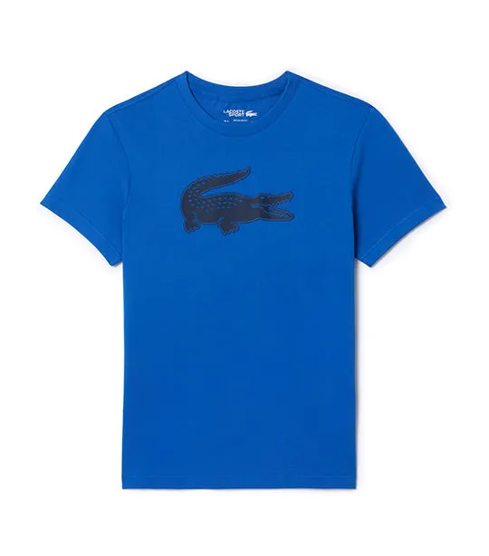 Men's Lacoste SPORT 3D Print Crocodile Breathable Jersey T-shirt Ladigue/Navy Blue