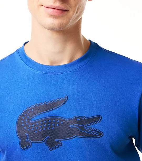 Men's Lacoste SPORT 3D Print Crocodile Breathable Jersey T-shirt Ladigue/Navy Blue