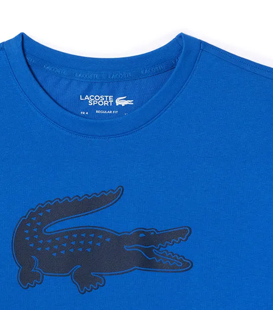 Men's Lacoste SPORT 3D Print Crocodile Breathable Jersey T-shirt Ladigue/Navy Blue