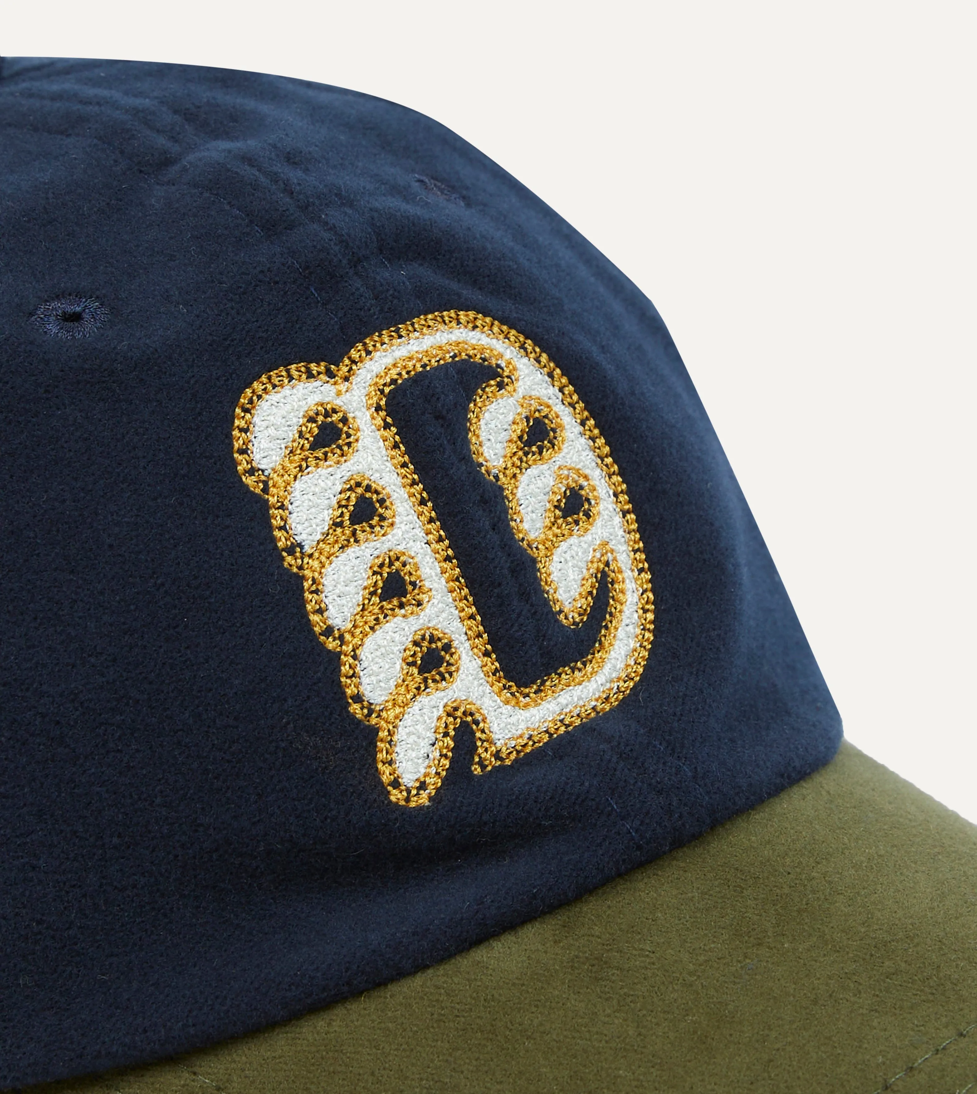 Navy and Olive Moleskin Baseball Cap