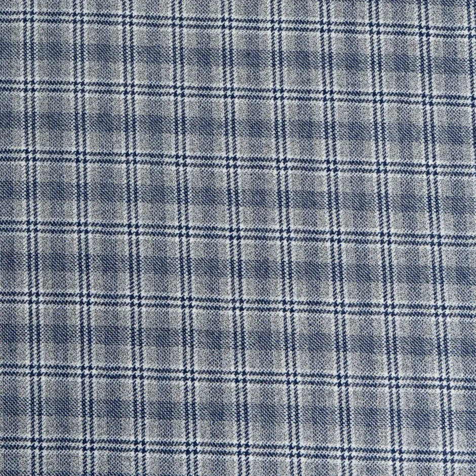 Navy Blue & Grey Checkered Wool & Cashmere Suiting (A 1.65m Piece)