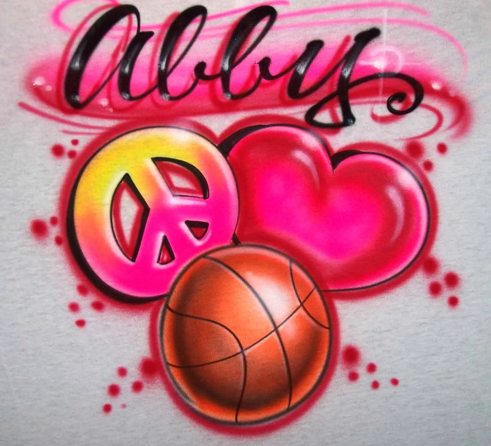 Peace Love Basketball Airbrushed Shirt Design