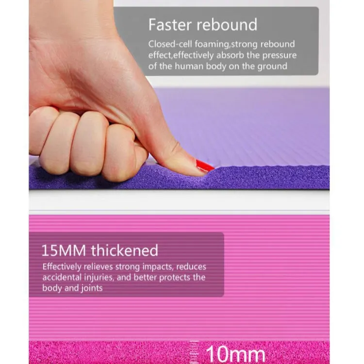 Pink Men and Women Beginners Home Non-slip Yoga Mat with Straps & Tutorial & Net Bag, Size:1850 x 900 x 15mm