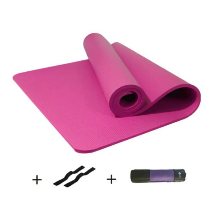 Pink Men and Women Beginners Home Non-slip Yoga Mat with Straps & Tutorial & Net Bag, Size:1850 x 900 x 15mm