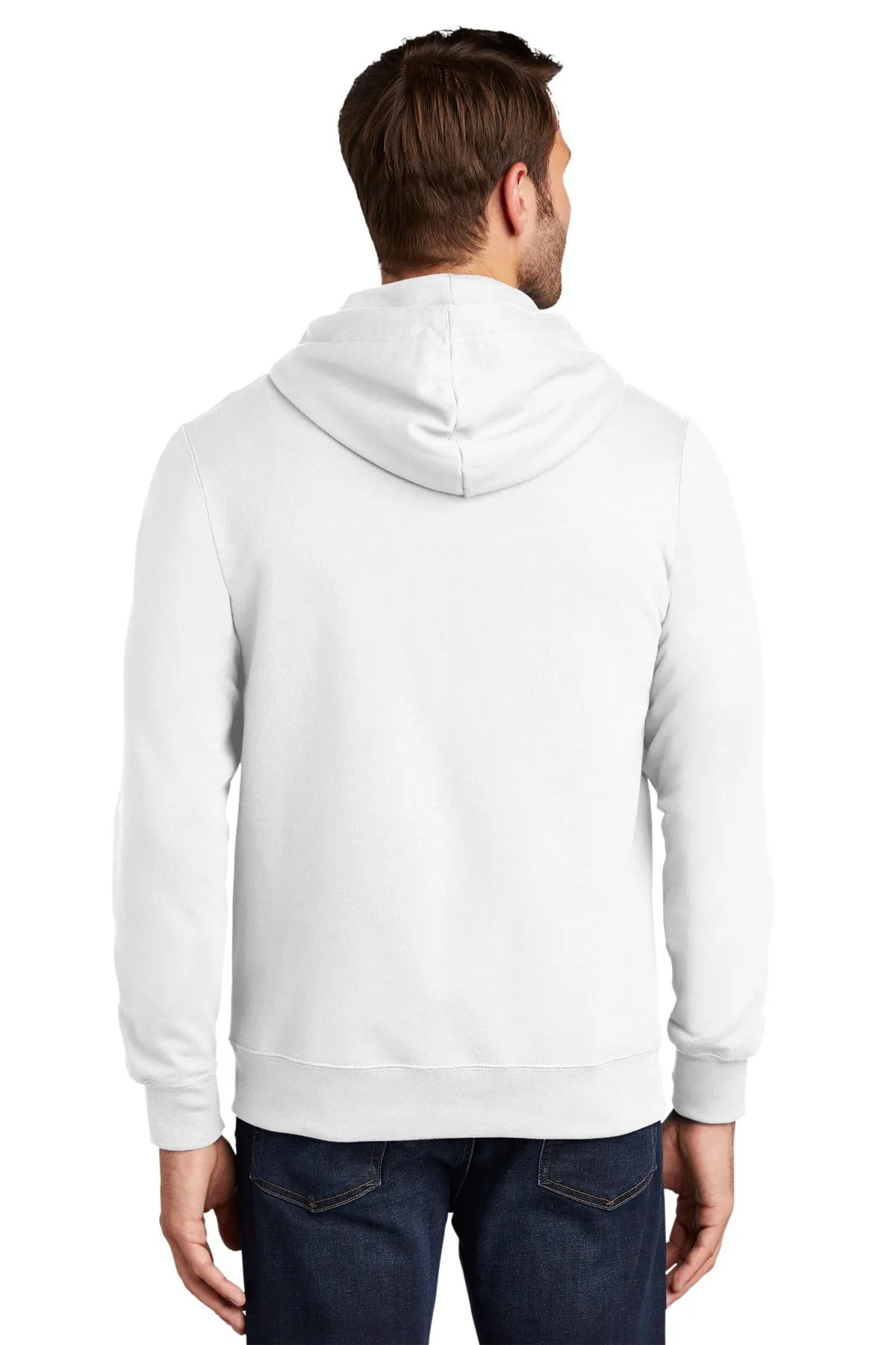 Port & Company Fan Favorite Fleece Branded Zip Hoodies, White