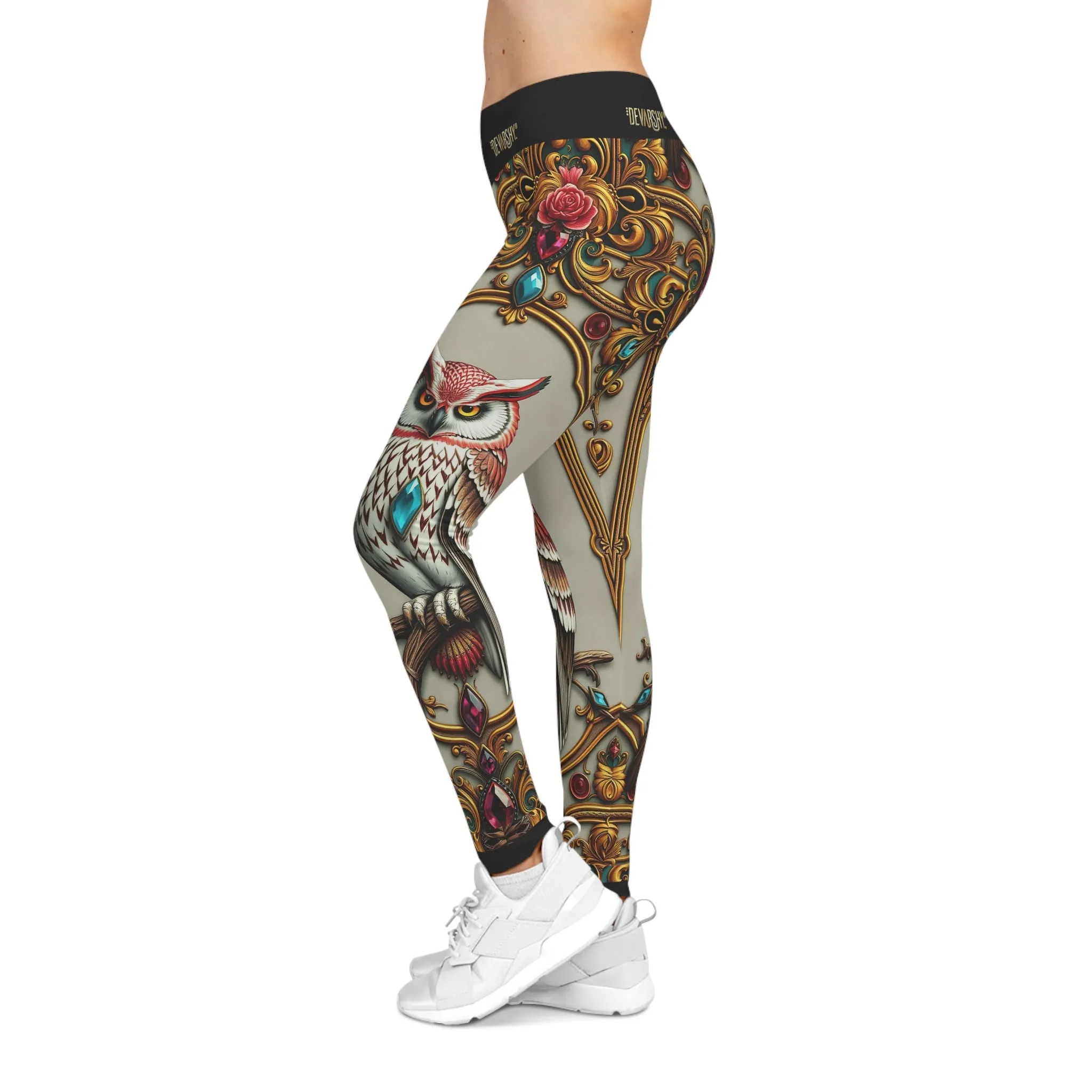 Precious Owl Leggings Women Casual Wear Spandex Leggings Baroque Owl Printed Leggings Bird Lovers Gift | X3491