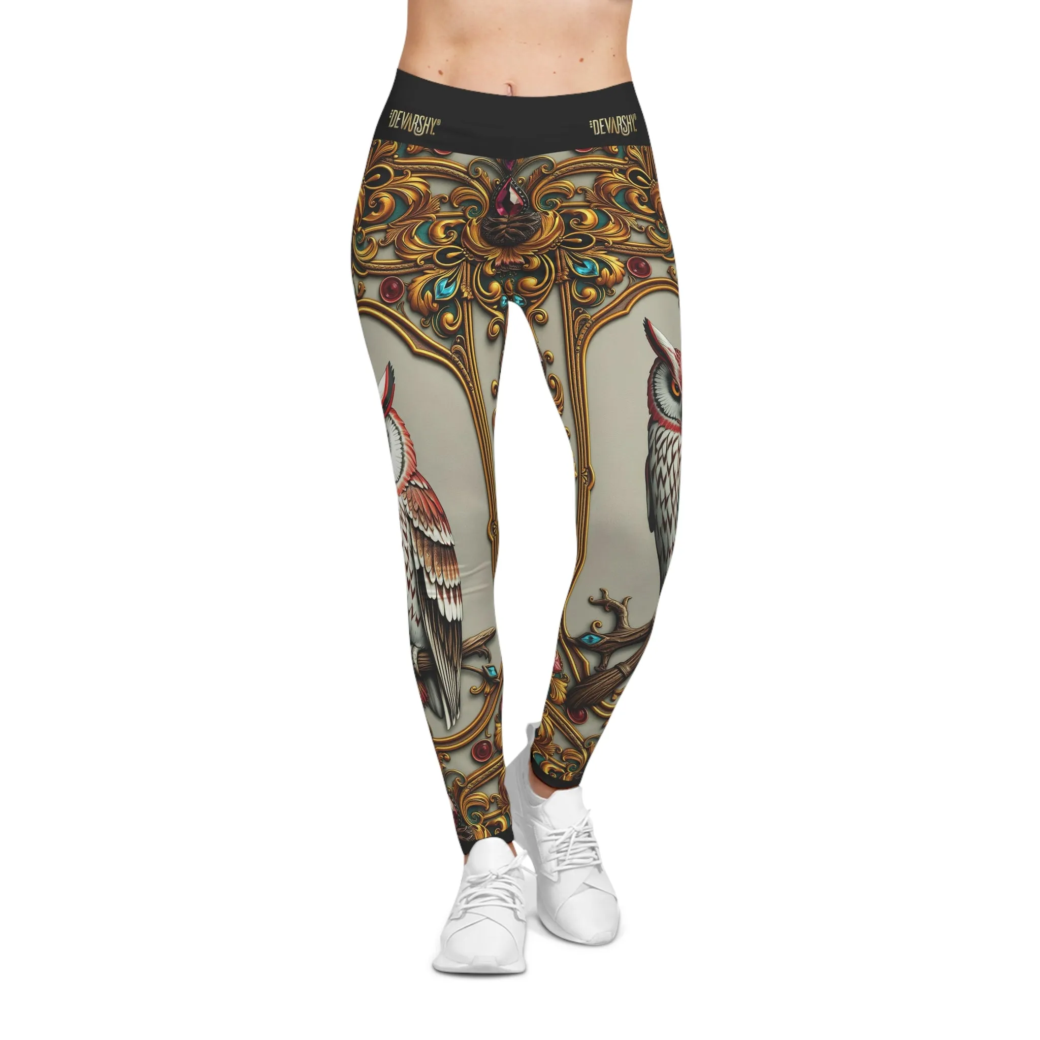 Precious Owl Leggings Women Casual Wear Spandex Leggings Baroque Owl Printed Leggings Bird Lovers Gift | X3491