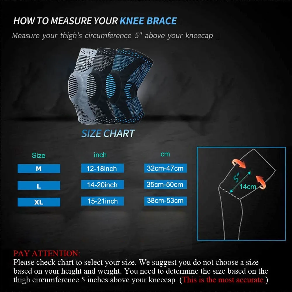 Professional Compression Knee Brace Support Protector For Arthritis Relief, Joint Pain, ACL MCL Meniscus Tear Post Surgery