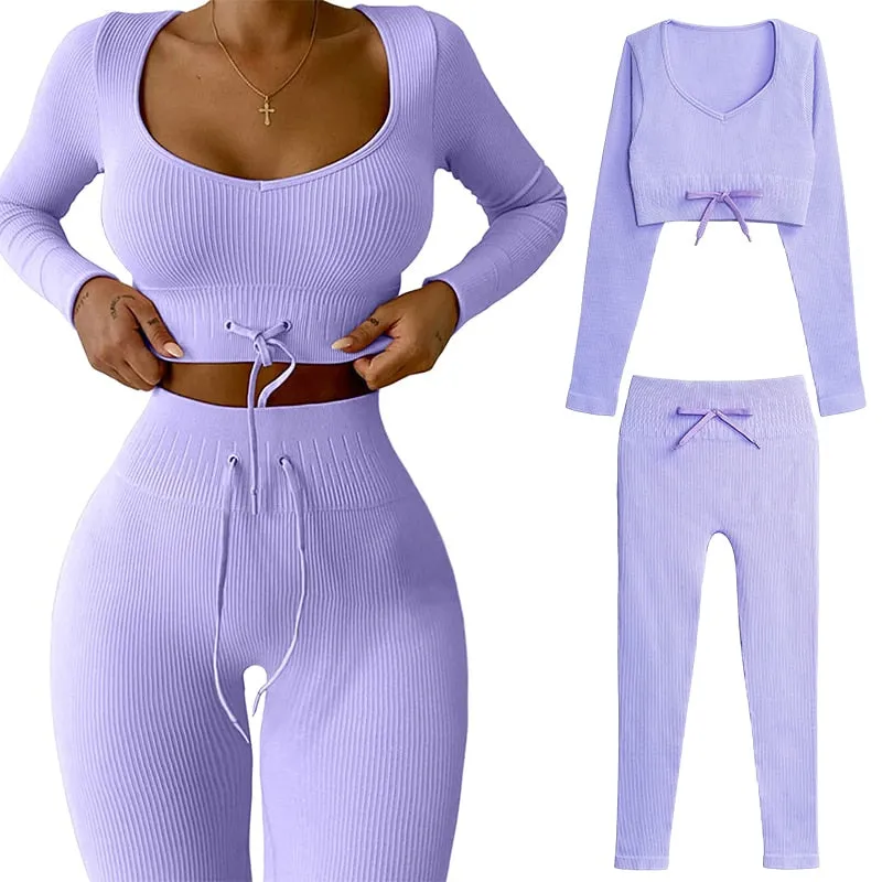 Seamless Yoga Crop Top Two Piece Set