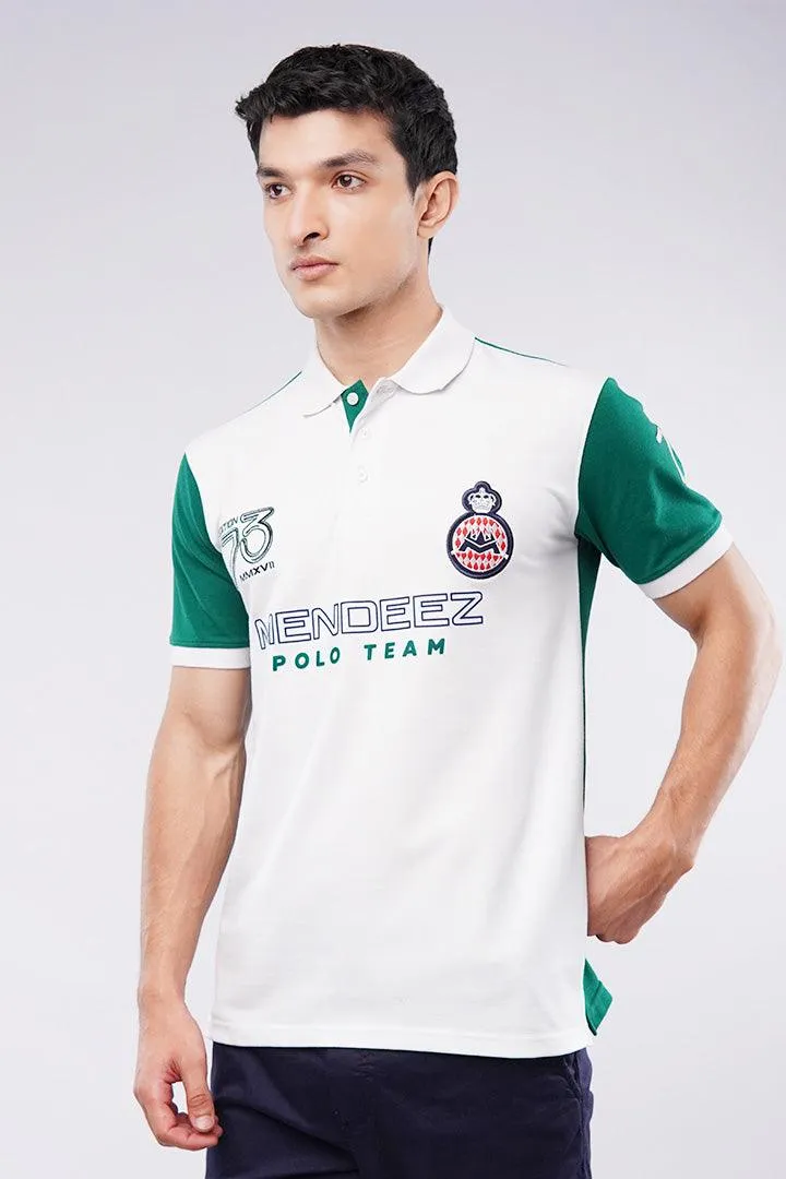 Sports Polo Shirt - White & Green