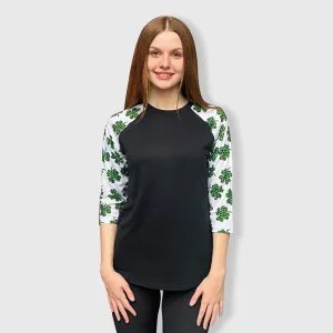 St. Patrick's Clover Cheetah Black Polyester Top