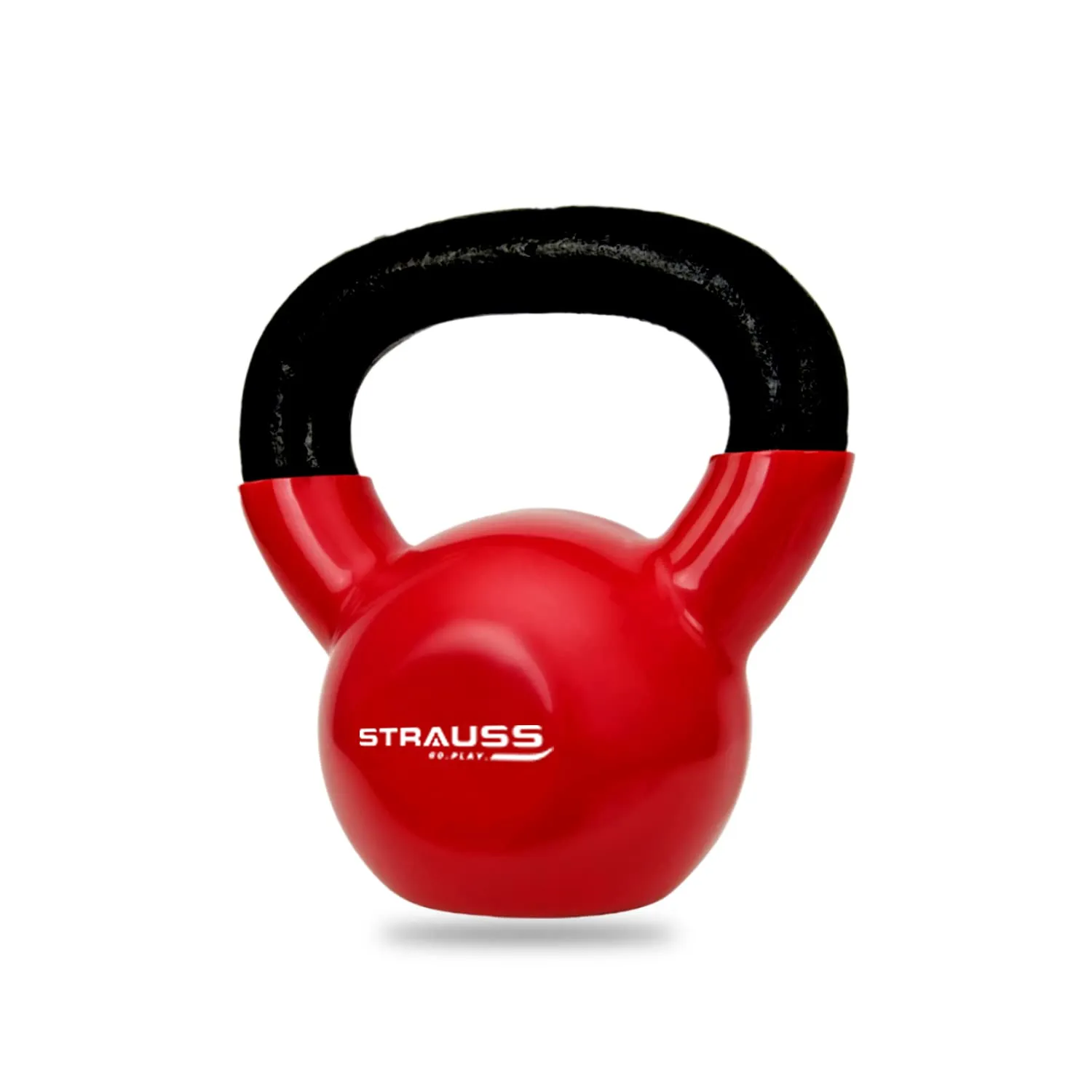 Strauss Premium Vinyl Kettlebell Weight for Men & Women | 4 Kg | Ideal for Home Workout, Yoga, Pilates, Gym Exercises | Non-Slip, Easy to Hold, Scratch Resistant (Red)