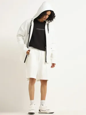 Studiofit Plain Off-White Cotton Blend Relaxed Fit Shorts