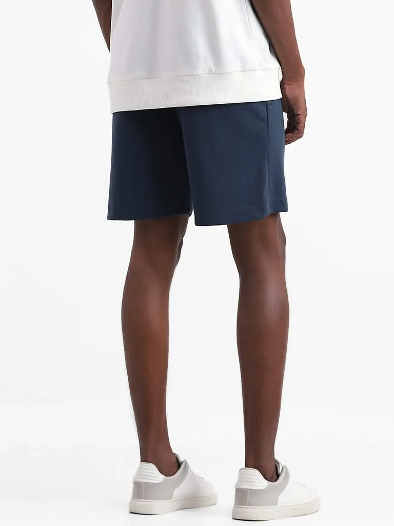 Studiofit Tint Navy Relaxed-Fit Mid-Rise Shorts