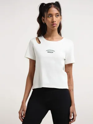 Studiofit White Ribbed T-Shirt