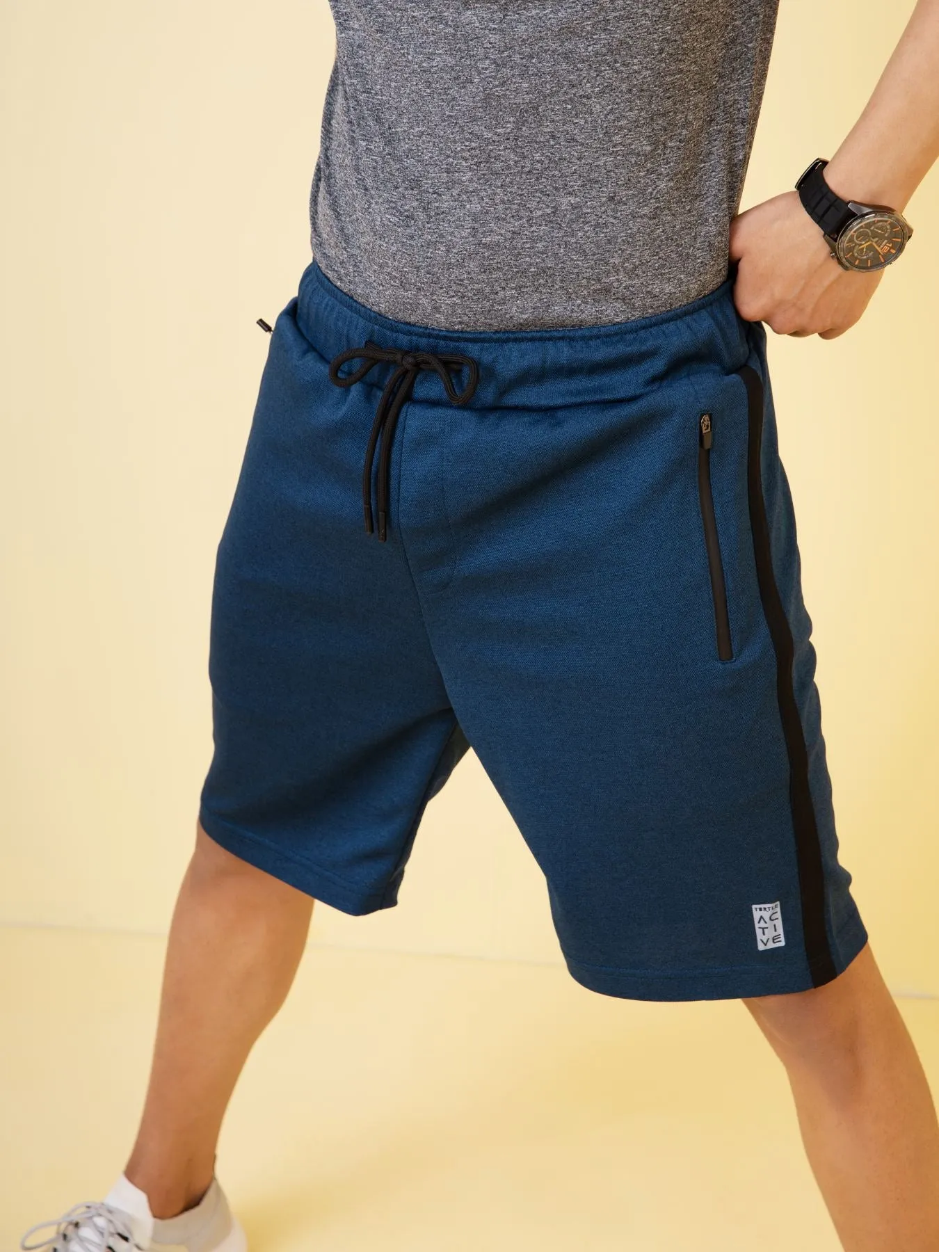 Teal Blue Regular Fit Sports Short For Men