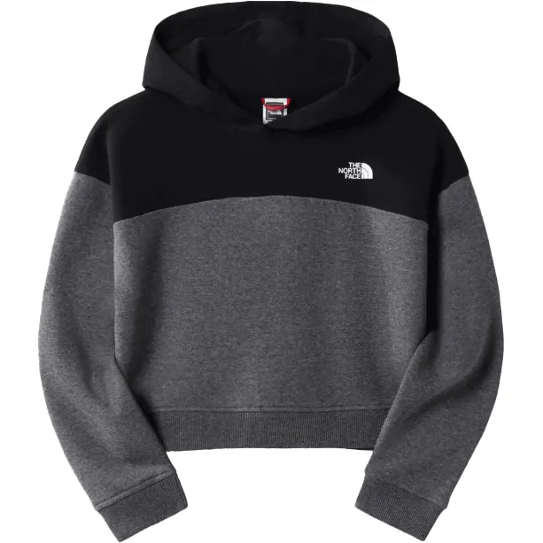 The North Face Girls Drew Peak Cropped Pullover Hoodie Med Grey Heather